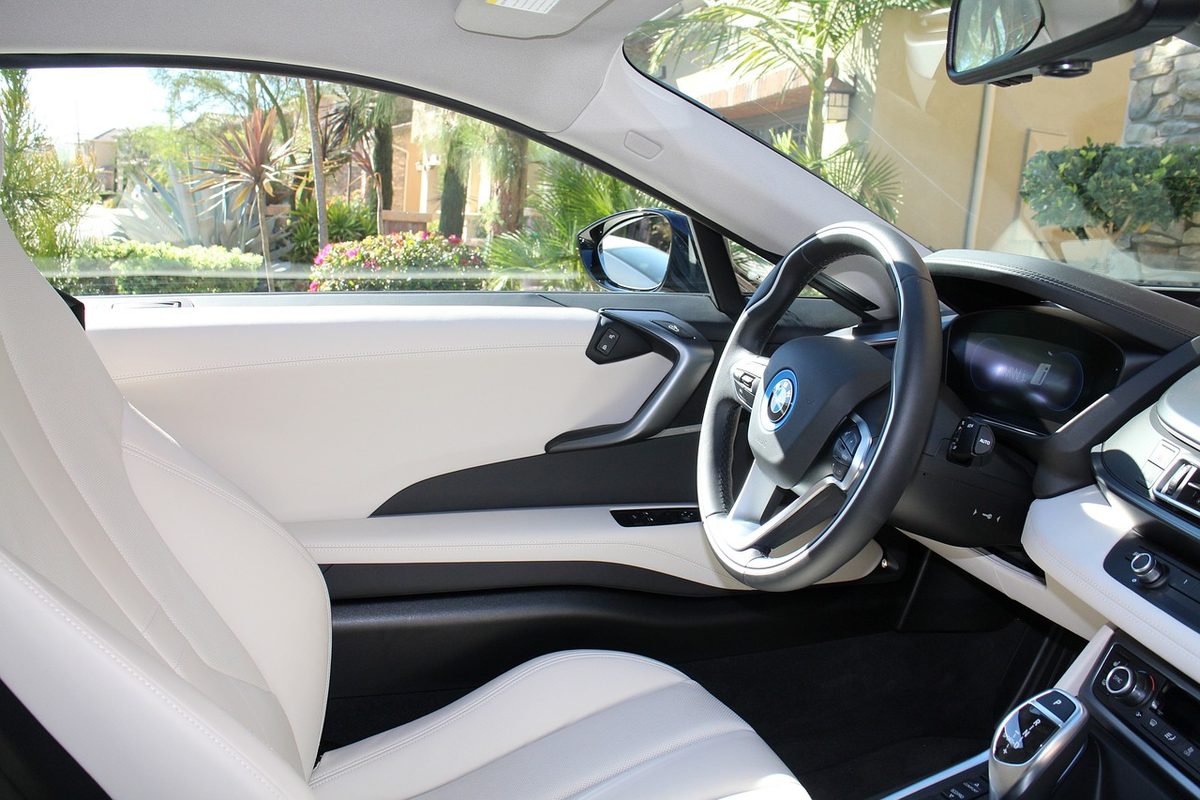 White and grey car interior