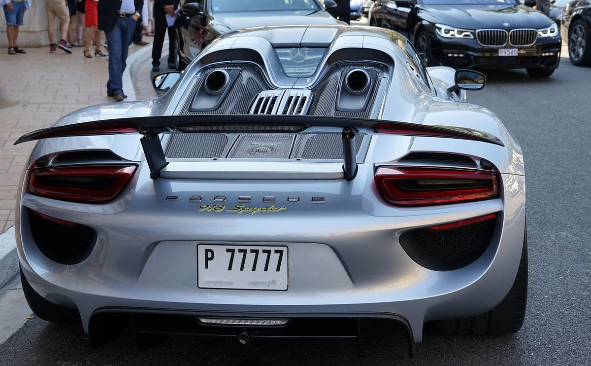 Silver hypercar rear three-quarter